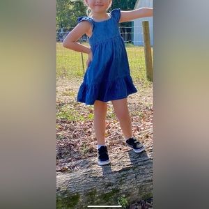 GAP Denim Blue Ruffle Sleeve Dress. Girls Size 4.